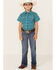 Image #4 - RANK 45® Girls' Floral Horse Print Short Sleeve Pearl Snap Rodeo Shirt, Teal, hi-res