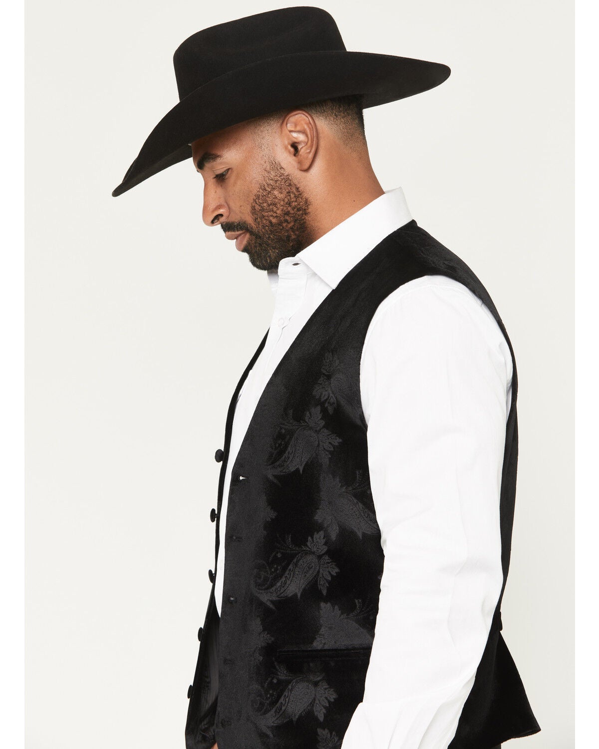 Image #2 - Cody James Men's Velvet Paisley Print Western Dress Vest, Black, hi-res
