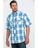 Resistol Men's Biscayne Large Plaid Short Sleeve Western Shirt , White, hi-res