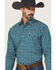 Image #2 - Ely Walker Men's Medallion Print Long Sleeve Pearl Snap Western Shirt, Teal, hi-res
