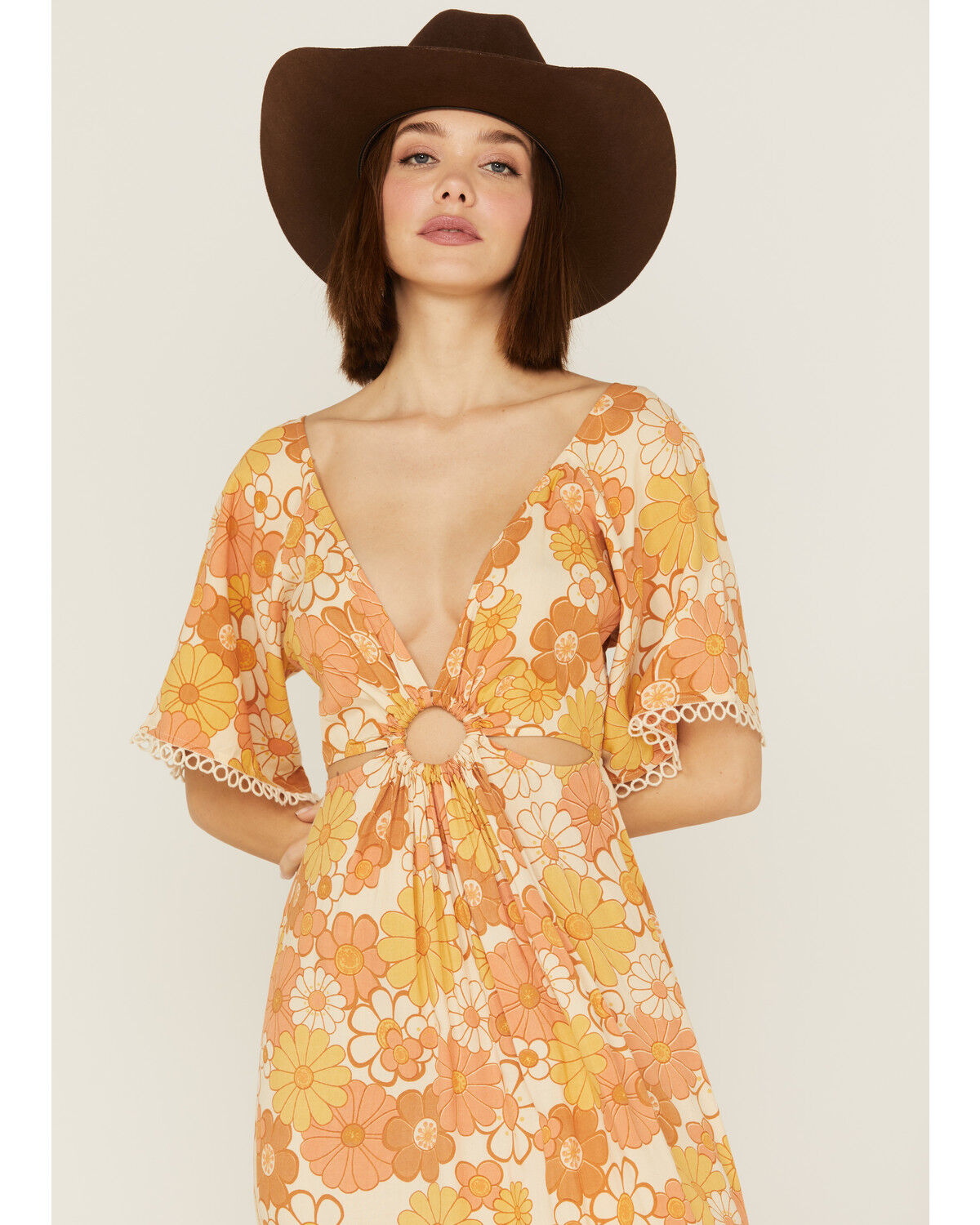 Image #2 - Z&L Women's Chiquitita Floral Print Short Sleeve Maxi Dress, Multi, hi-res