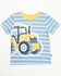 Image #1 - Rugged Bear Toddler Boys' Tractor Striped Short Sleeve T-Shirt, Blue, hi-res