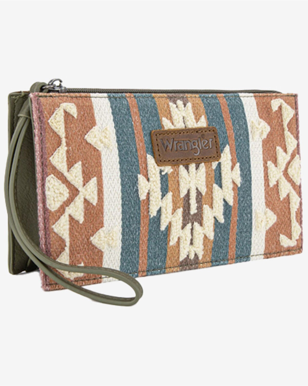 Wrangler Women's Sherpa Southwestern Print Canvas Clutch, Green, hi-res