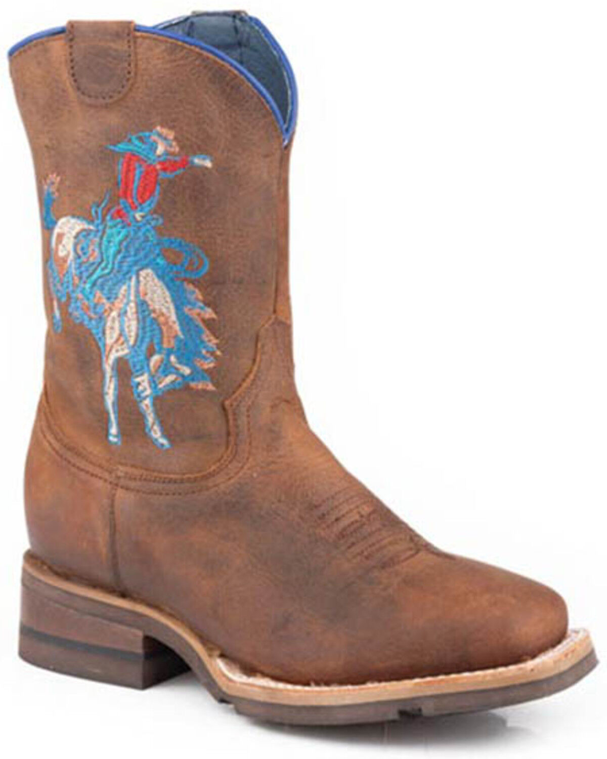 Image #1 - Roper Little Boys' Buckin' Bronc 2 Western Boots - Broad Square Toe, Brown, hi-res