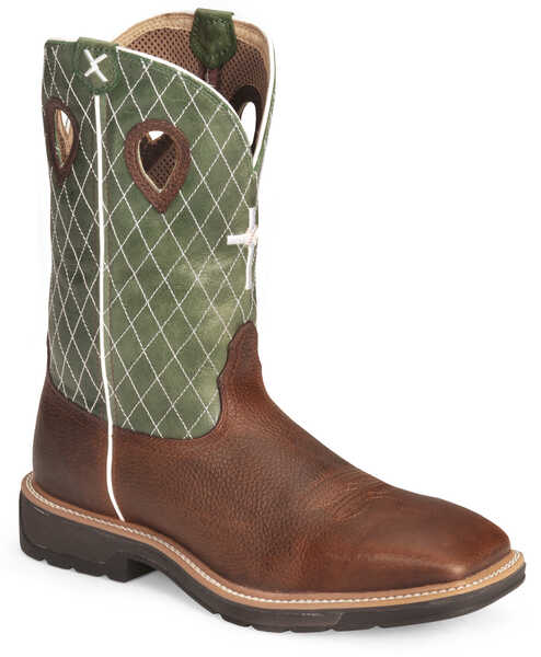 Twisted X Men's Lite Weight Work Boots - Square Toe, Cognac, hi-res