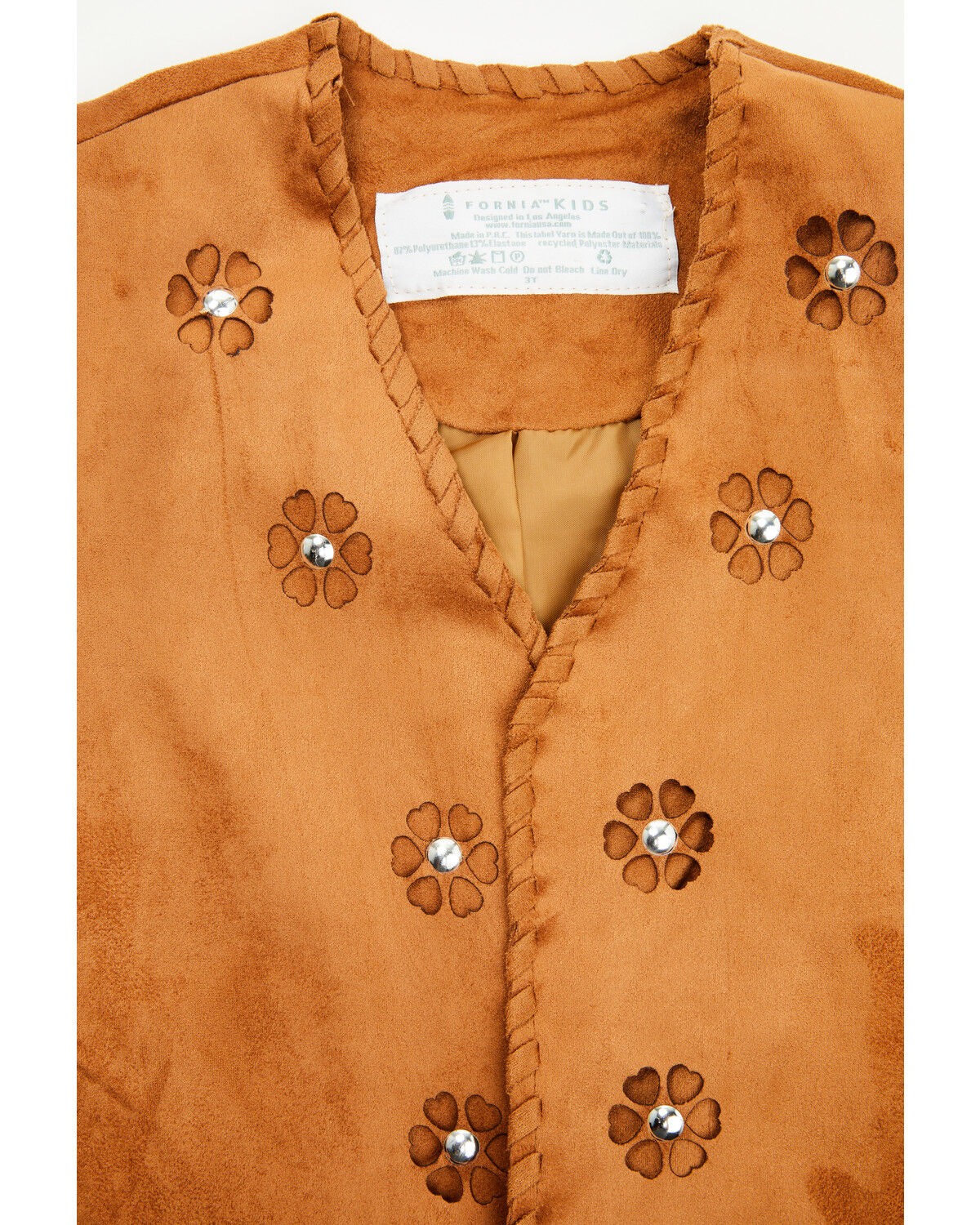 Image #2 - Fornia Toddler Girls' Studded Floral Vest, Camel, hi-res