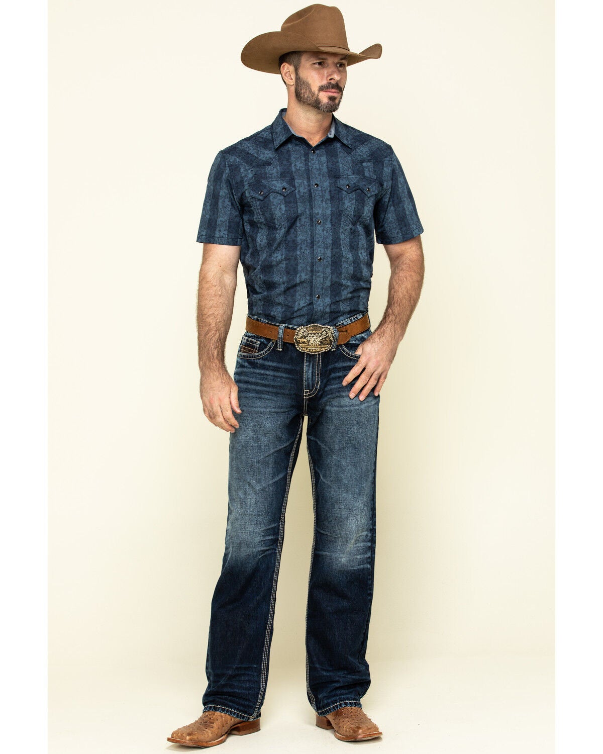 Image #6 - Cody James Men's Paisley Check Plaid Short Sleeve Western Shirt , , hi-res