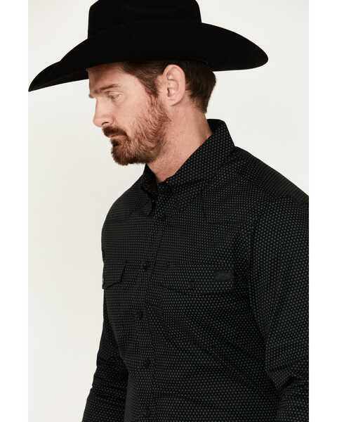 Image #2 - Justin Men's Boot Barn Exclusive JustFlex Diamond Geo Print Long Sleeve Button-Down Western Shirt , Black, hi-res