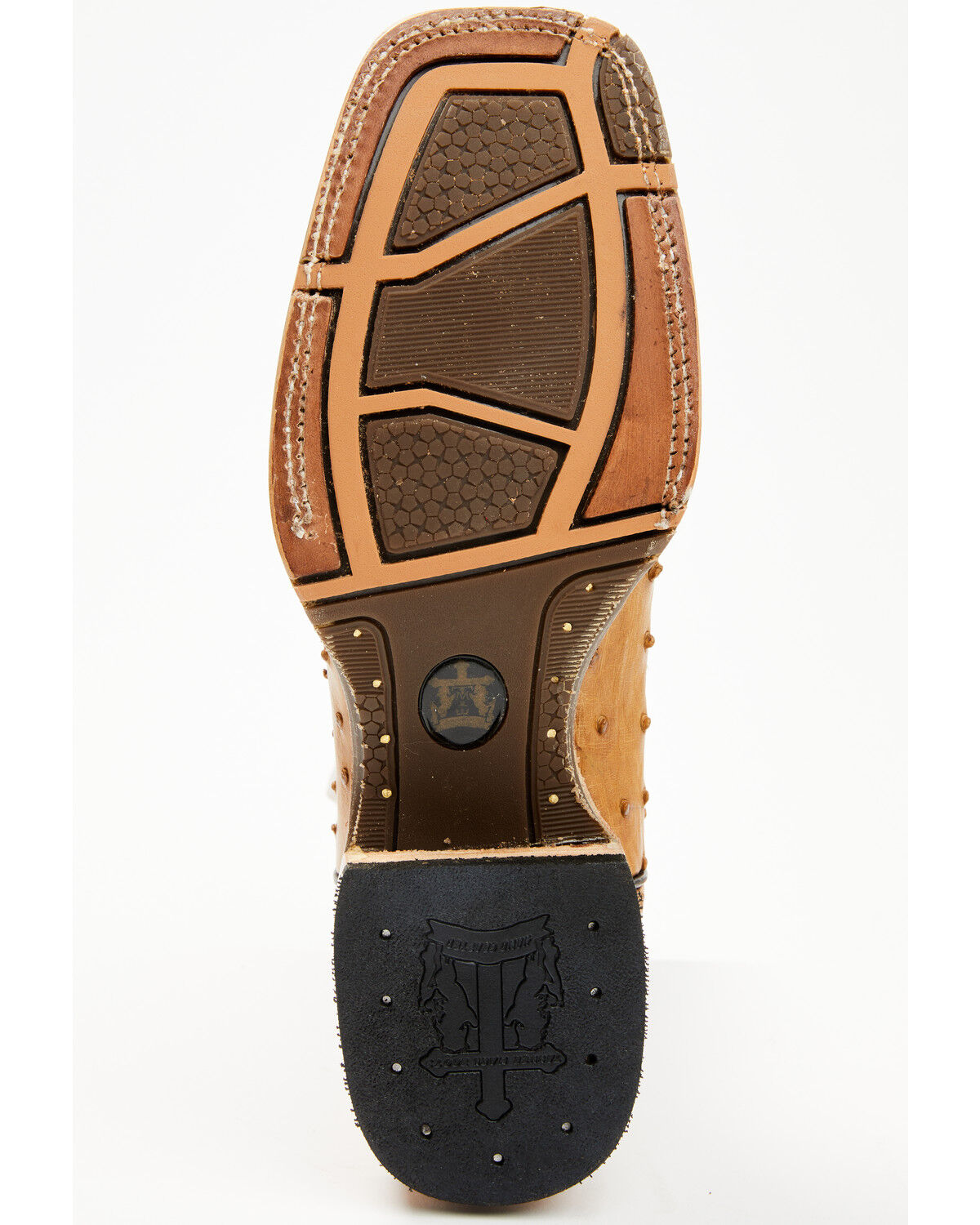 Image #7 - Tanner Mark Men's Exotic Ostrich Western Boots - Broad Square Toe, Tan, hi-res