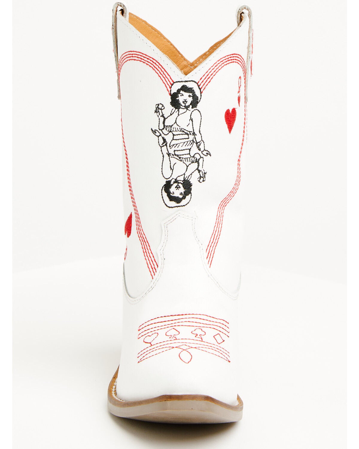 Image #4 - Dingo Girls' Queen A Hearts Western Boots - Snip Toe, White, hi-res