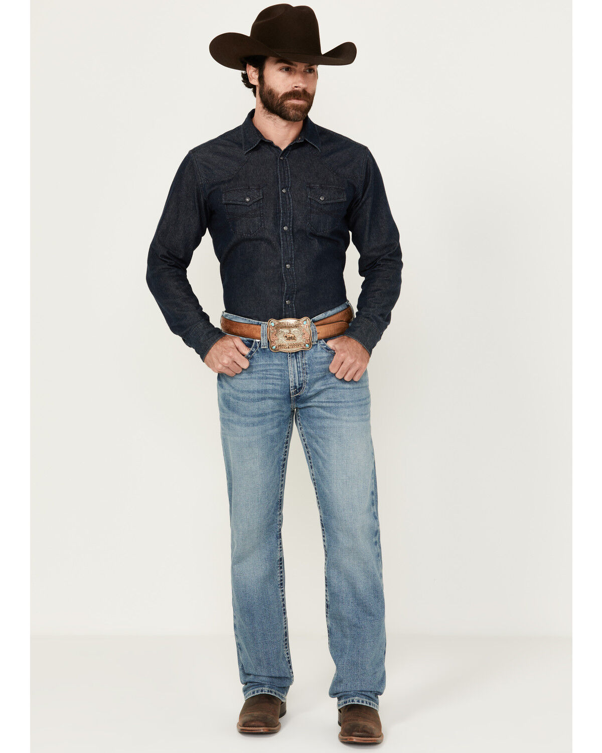 Image #1 - Ariat Men's Boot Barn Exclusive M2 Nolan Badger Medium Wash Relaxed Bootcut Stretch Denim Jeans, Medium Wash, hi-res