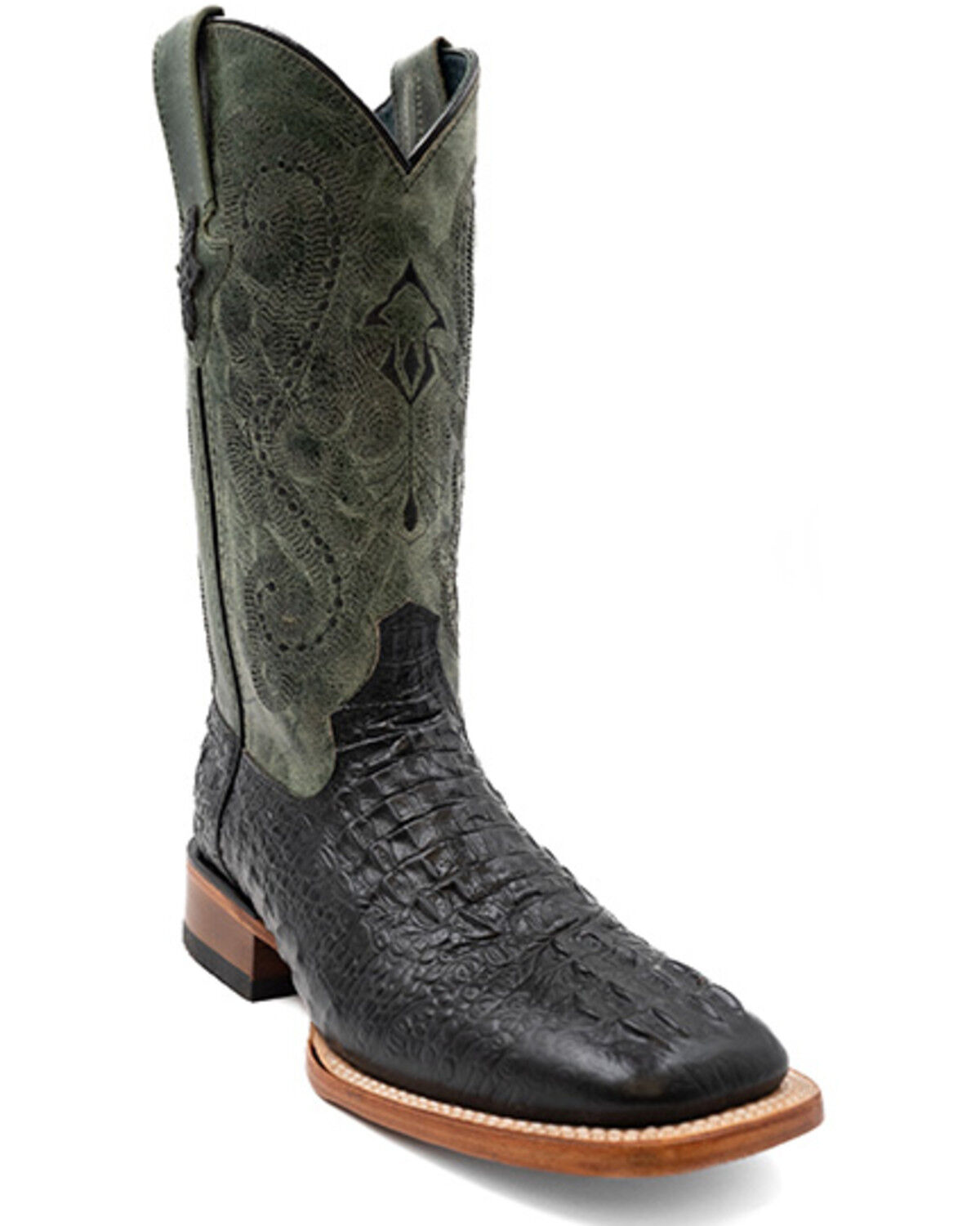 Image #1 - Ferrini Men's Caiman Croc Print Western Boots - Broad Square Toe, Black, hi-res