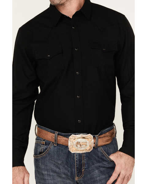 Image #3 - Cody James Men's Wooly Mammoth Solid Long Sleeve Snap Western Shirt, Black, hi-res