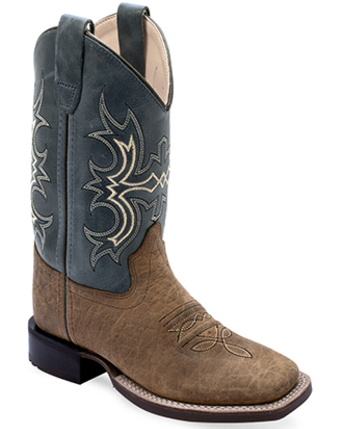 Image #1 - Old West Boys' Western Boots - Broad Square Toe, Blue, hi-res
