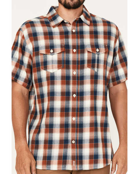 Image #3 - Brothers and Sons Men's Casual Plaid Short Sleeve Button-Down Western Shirt , Dark Orange, hi-res