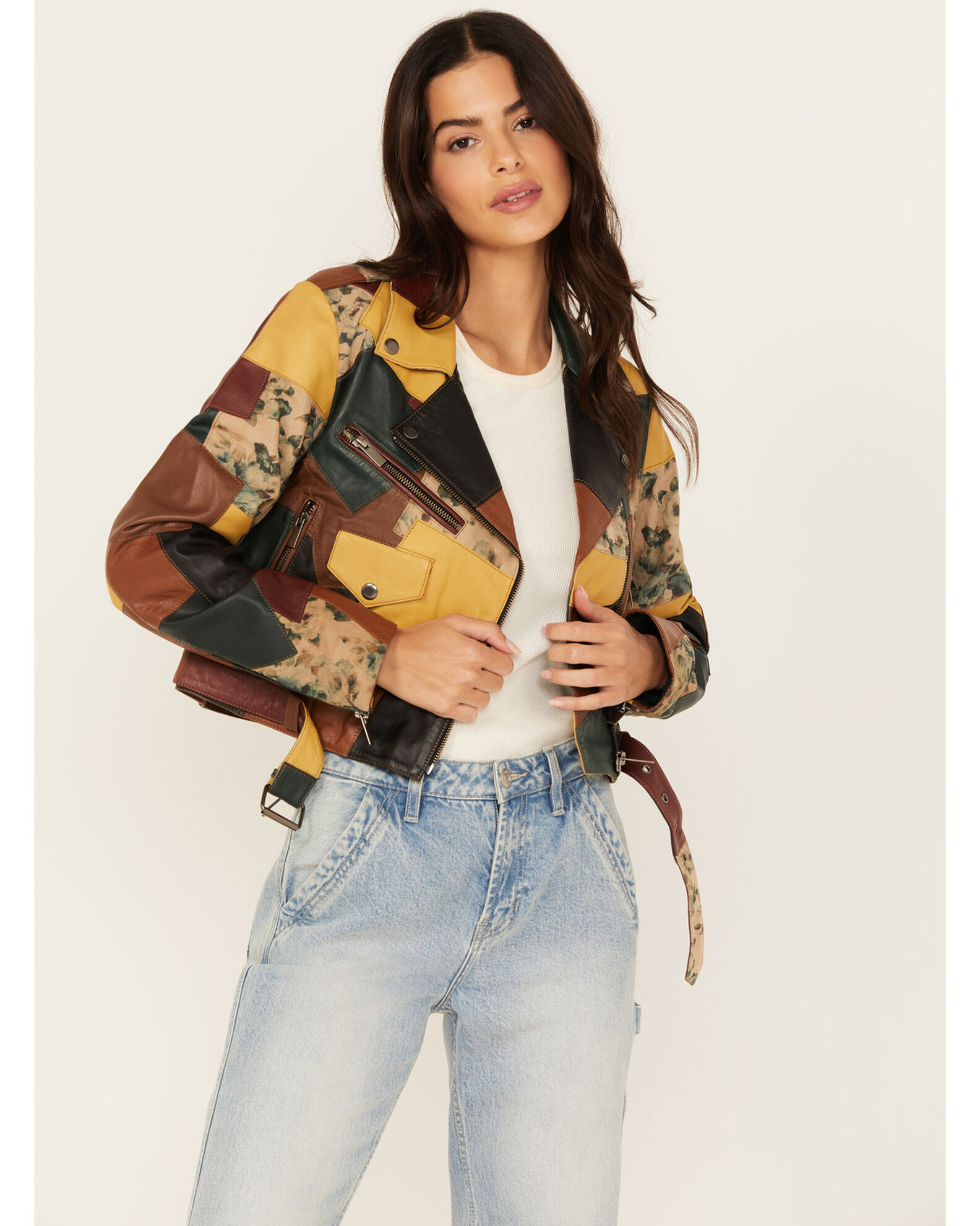 Cleo Wolf Women s Patchwork Leather Jacket