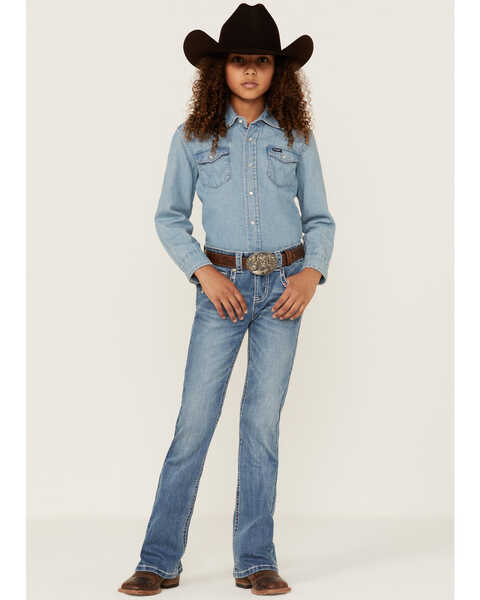 Image #3 - Shyanne Girls' Americana Stars Pocket Bootcut Jeans, Blue, hi-res