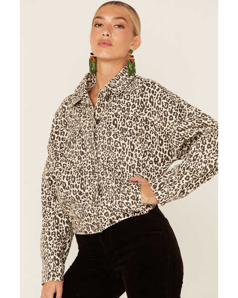 Wishlist Women's Taupe Leopard Print Jacket, Taupe, hi-res