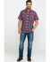 Wrangler Retro Men's Premium Plaid Print Short Sleeve Western Shirt , Navy, hi-res