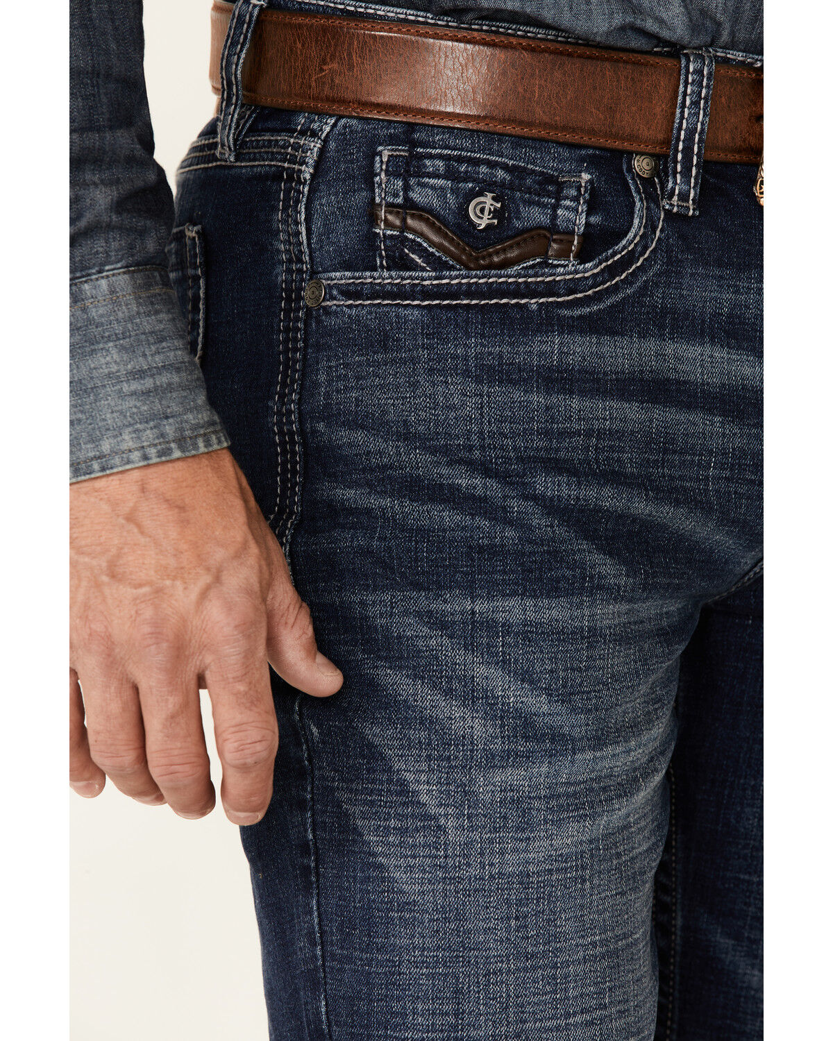 Image #3 - Cody James Core Men's Cayuse Med Stretch Slim Straight Jeans, Blue, hi-res