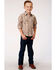 Roper Boys' Classic Brown Plaid Long Sleeve Western Shirt , Brown, hi-res