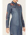 Image #3 - Stetson Women's Floral Embroidered Medium Wash Denim Long Sleeve Dress, Blue, hi-res