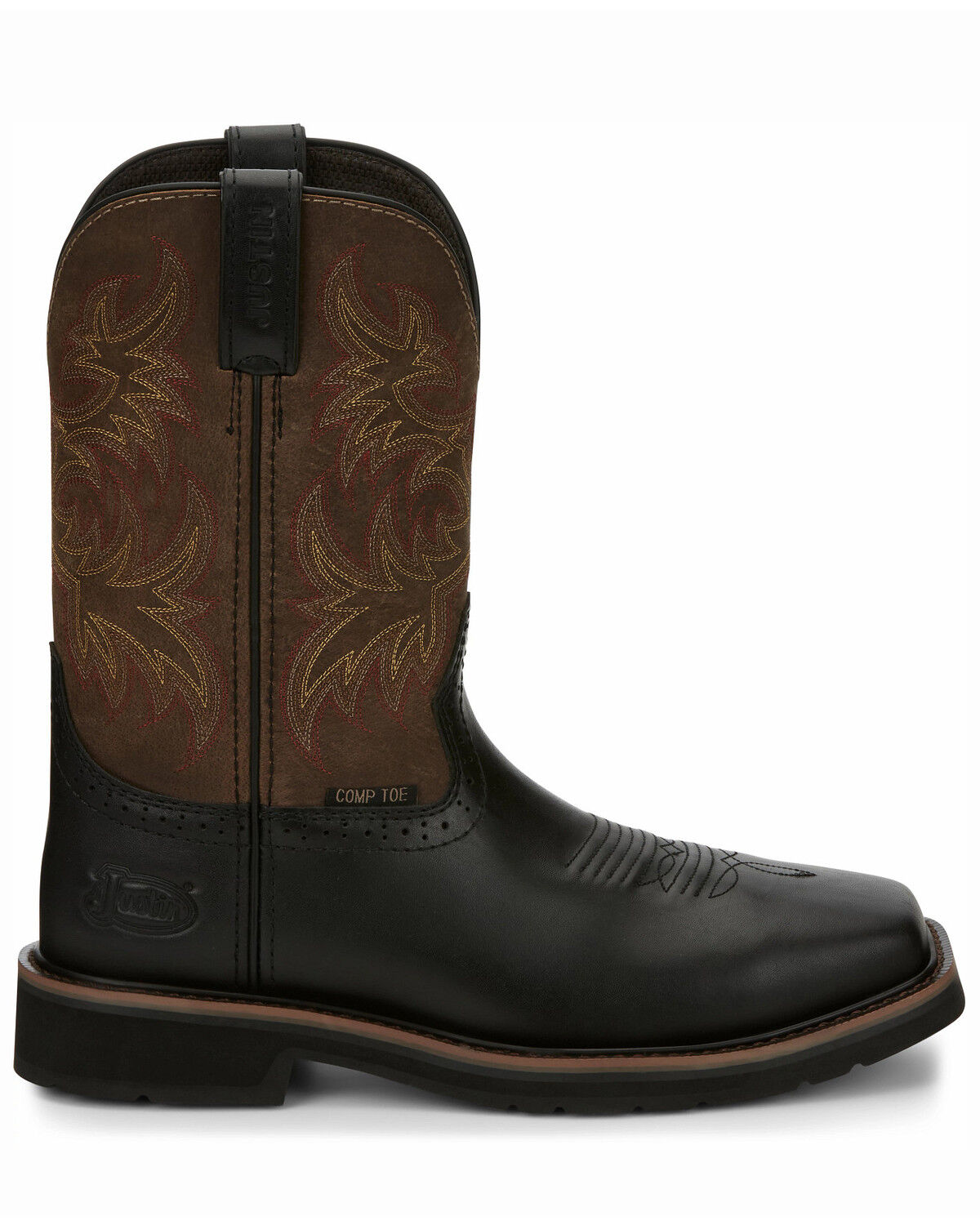 Image #2 - Justin Men's Driller Western Work Boots - Composite Toe, Black, hi-res