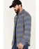 Image #2 - Brothers and Sons Men's Buffalo Checkered Print Long Sleeve Button Down Western Flannel Shirt, Blue, hi-res