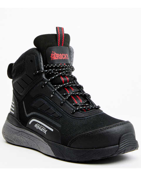 Rocky Men's Industrial Athletix Hi-Top 6" Work Shoe - Composite Toe , Black, hi-res