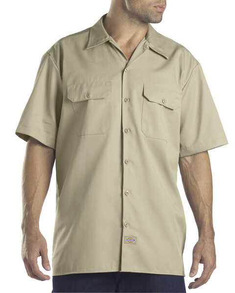 Image #1 - Dickies Men's Short Sleeve Twill Work Shirt - Big & Tall-Folded, Desert, hi-res