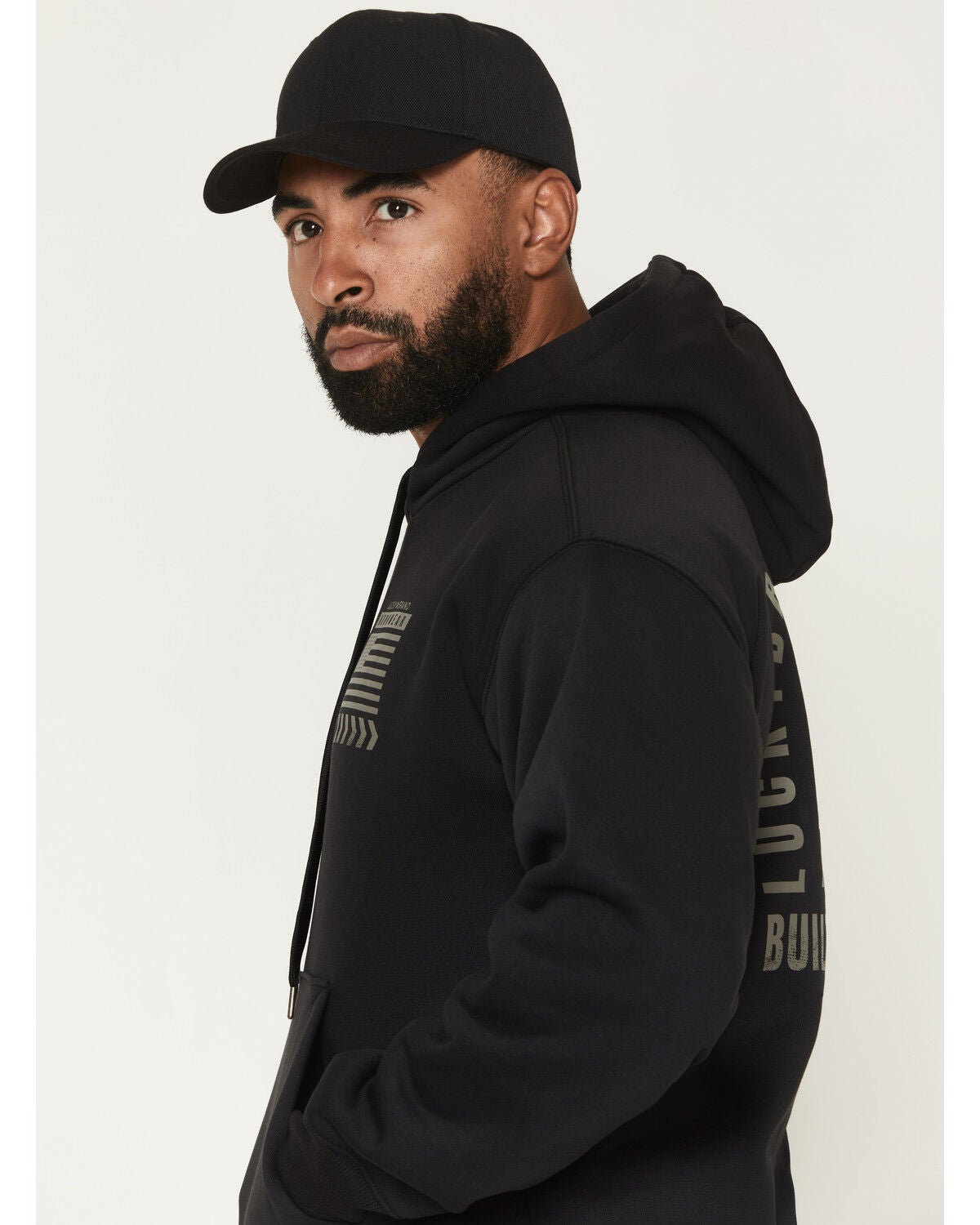 Image #3 - Lucky Brand Workwear Men's Flag Tracks Pullover Hooded Sweatshirt, Black, hi-res