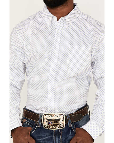 Image #3 - RANK 45® Men's Mash Up Floral Geo Print Long Sleeve Button-Down Western Shirt , White, hi-res
