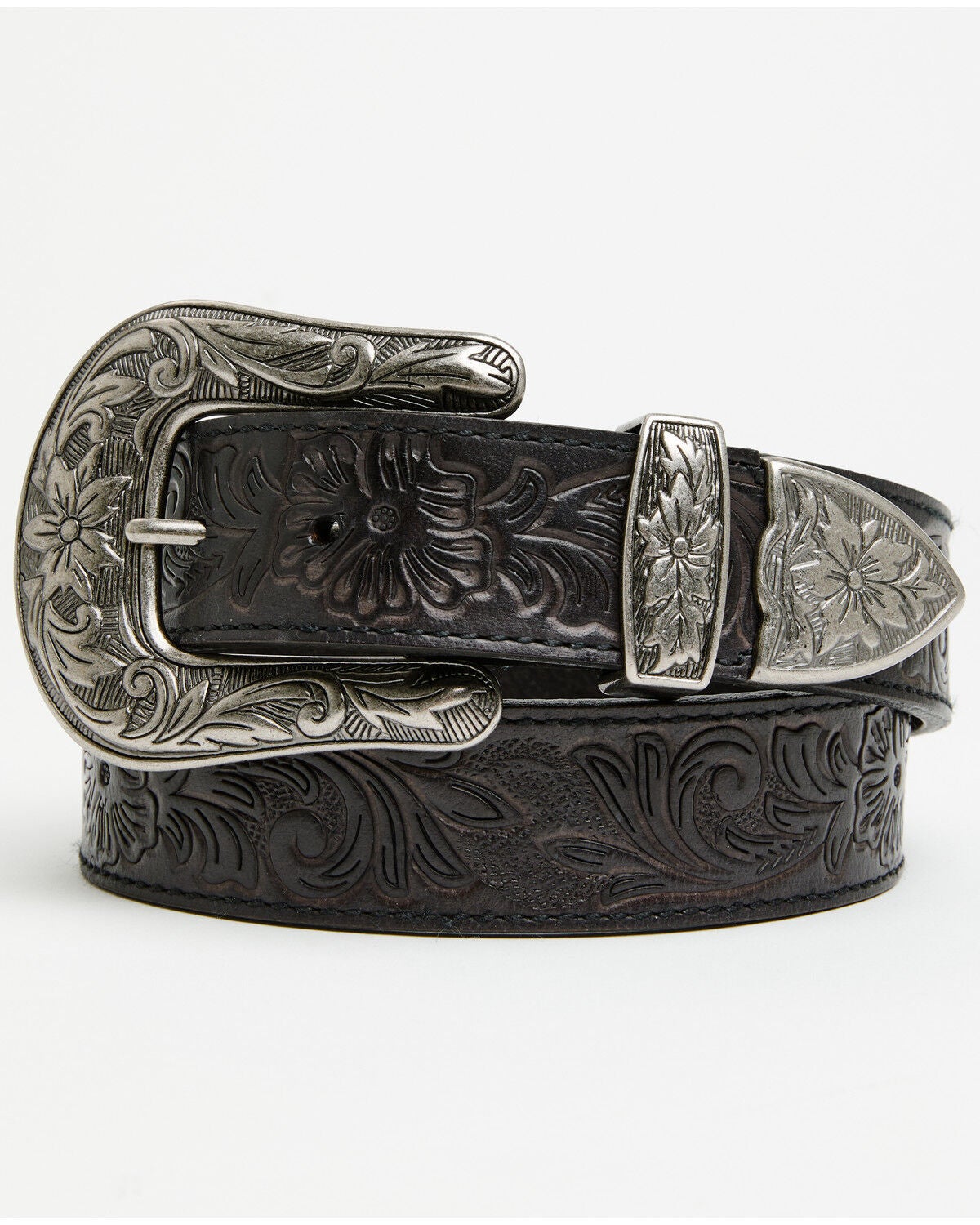 Image #1 - Shyanne Women's Lynnelle Tooled Belt, Black, hi-res