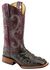 Ferrini Women's Hornback Caiman Print Western Boots - Broad Square Toe, Black, hi-res