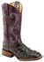 Image #1 - Ferrini Women's Hornback Caiman Print Western Boots - Broad Square Toe, Black, hi-res