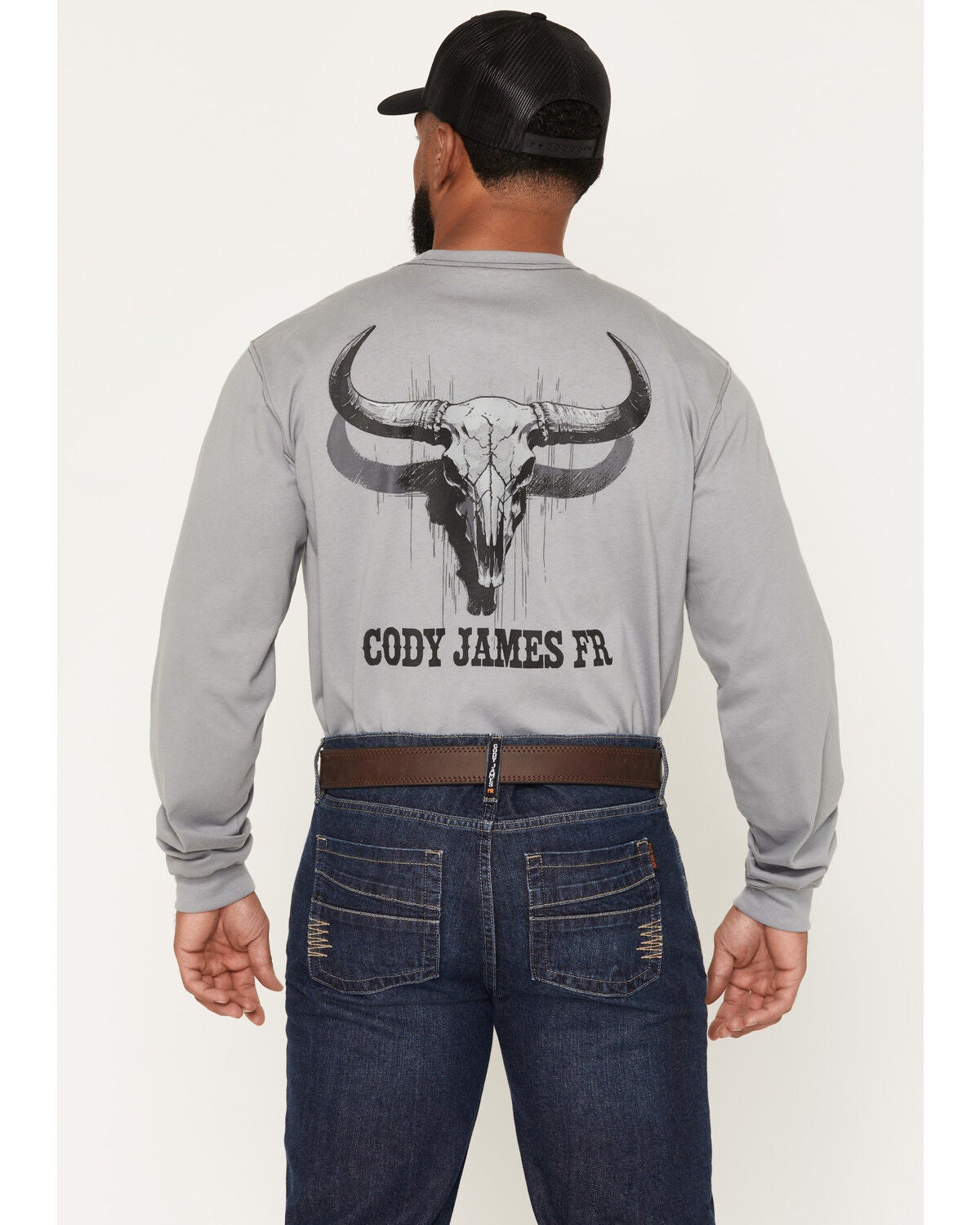 Image #4 - Cody James Men's FR Horns Long Sleeve Graphic Work T-Shirt, Charcoal, hi-res