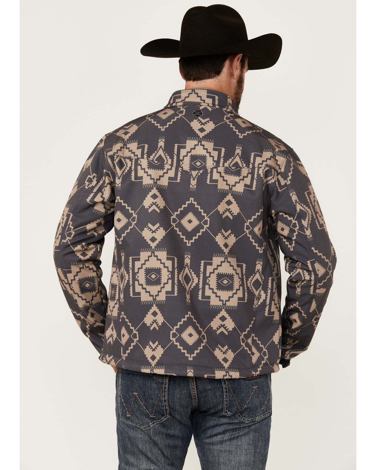 Image #4 - Hooey Men's Southwestern Print Softshell Jacket, Charcoal, hi-res
