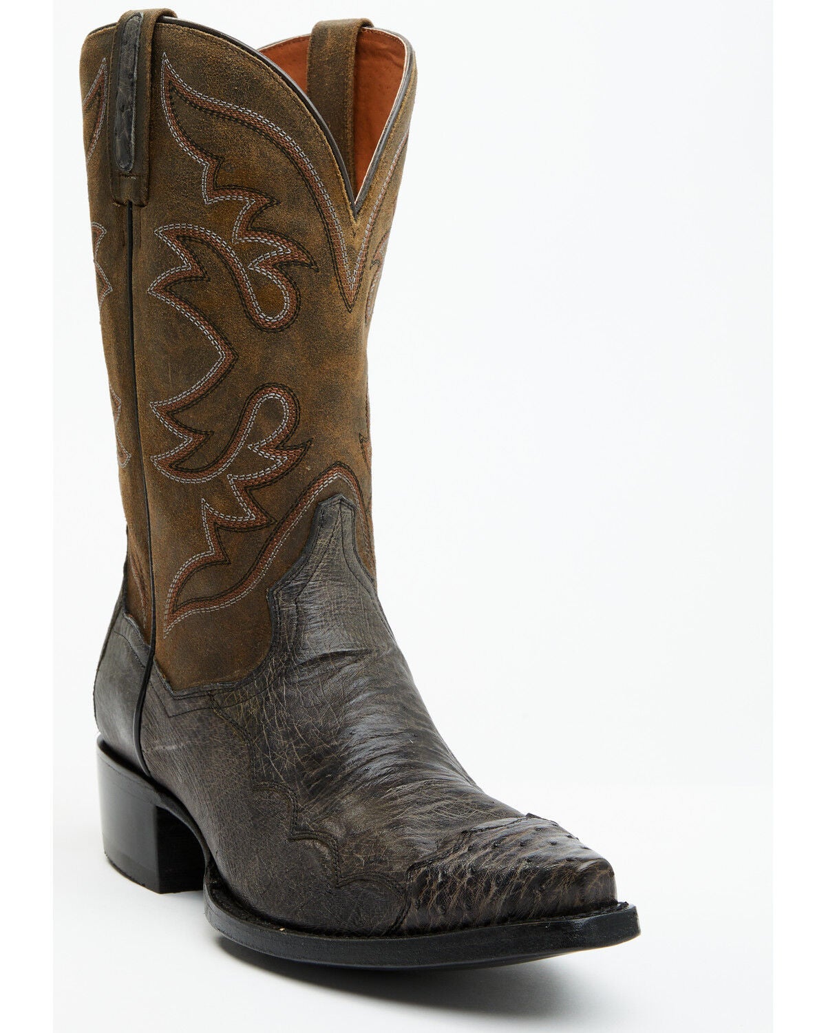 Dan Post Men's 12" Exotic Ostrich Western Boots - Snip Toe, Grey, hi-res
