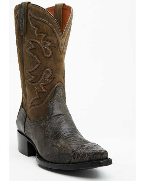 Dan Post Men's 12" Exotic Ostrich Western Boots - Snip Toe , Grey, hi-res