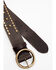 Image #2 - Cleo + Wolf Women's Studded Rivet Leather Retro Belt, Dark Brown, hi-res