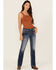 Image #3 - Miss Me Women's Dark Wash Mid Rise Agate Pocket Bootcut Stretch Denim Jeans, Dark Wash, hi-res