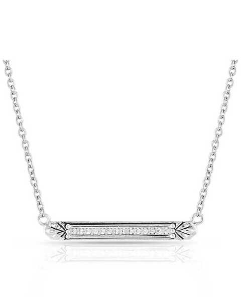 Montana Silversmiths Women's Setting the Crystal Bar Necklace, Silver, hi-res