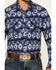 Image #3 - Rock & Roll Denim Men's Southwestern Print Long Sleeve Pearl Snap Stretch Western Shirt, Blue, hi-res