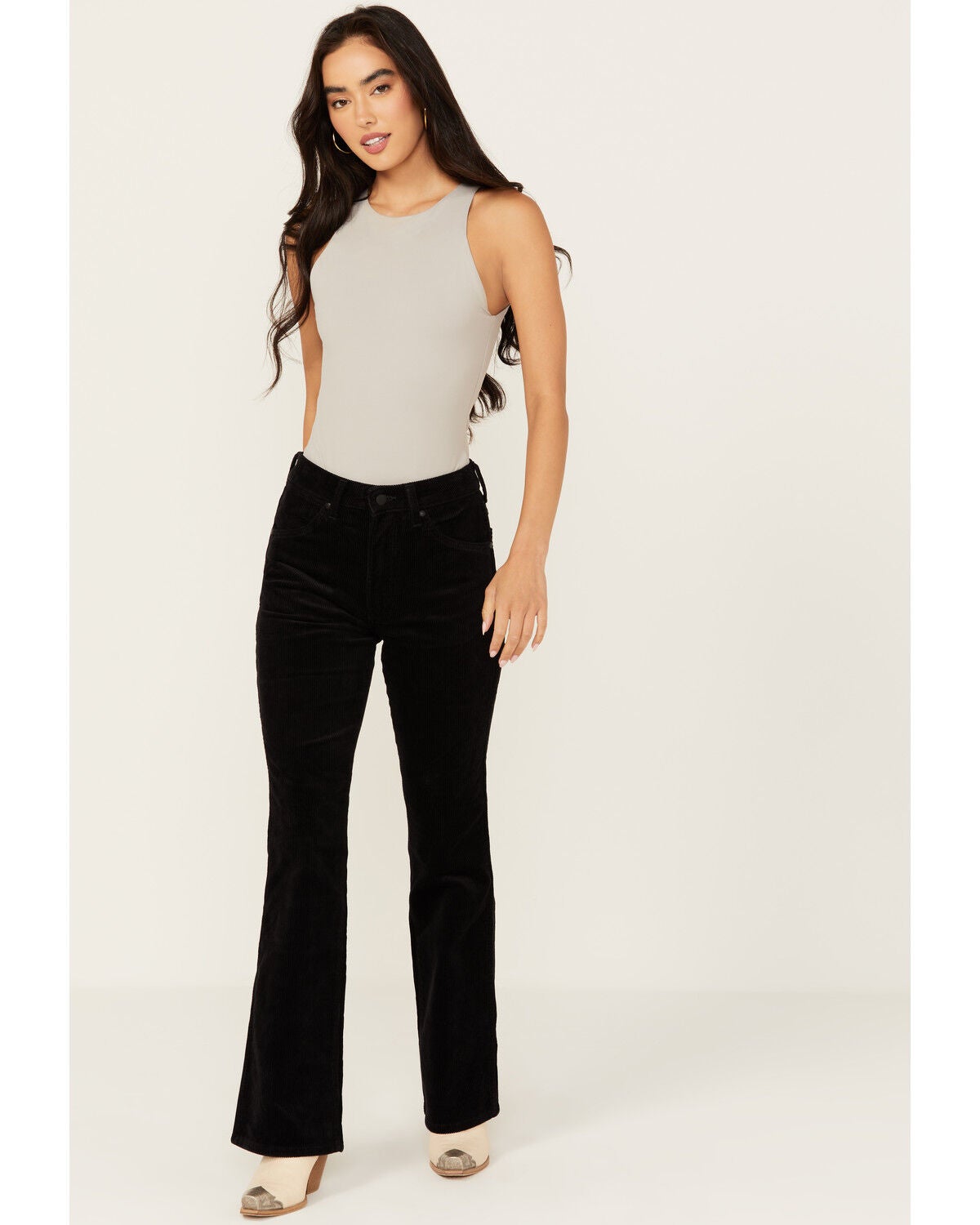 Wrangler Women's Westward 626 High Rise Stretch Corduroy Bootcut Jeans, Black, hi-res