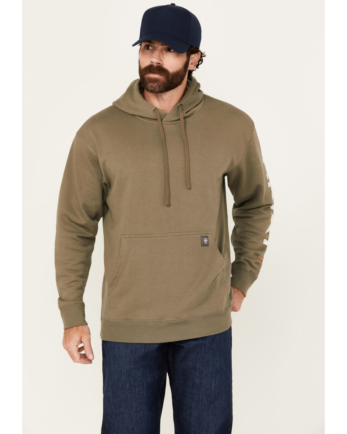 Image #2 - Ariat Men's Rebar Roughneck Pullover Hooded Sweatshirt, Green, hi-res