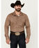 Image #1 - Rock & Roll Denim Men's Longhorn Print Long Sleeve Pearl Snap Stretch Western Shirt, Brown, hi-res