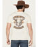 Image #1 - Rock & Roll Denim Men's Longhorn Skull Short Sleeve Graphic T-Shirt, Natural, hi-res