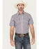 Image #1 - Gibson Trading Co Men's Pointed Arrow 2 Plaid Print Short Sleeve Snap Stretch Western Shirt, White, hi-res