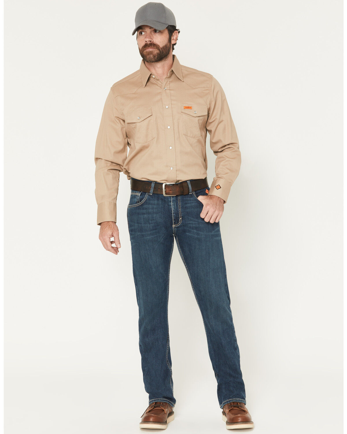 Image #1 - Wrangler Men's FR Medium Wash Slim Bootcut Stretch Denim Jeans, Medium Wash, hi-res