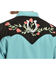 Image #4 - Scully Men's Rose & Horseshoe Embroidered Retro Long Sleeve Western Shirt - Big & Tall, Turquoise, hi-res